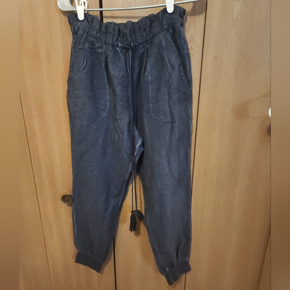 Something Navy Blue Size Medium Meghan Paperbag Waist Sweatpants Joggers